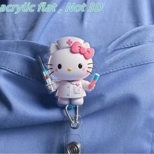 1-Sanrio Hello Kitty Nurse 2D Flat Acrylic Retractable ID Holder
